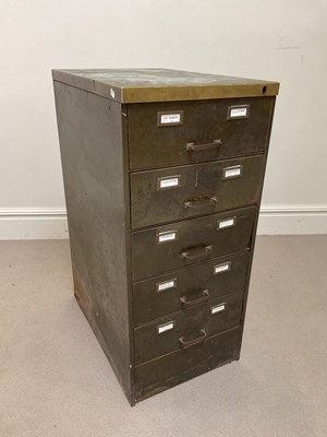 Lot 40 - A green painted five drawer filling cabinet,...