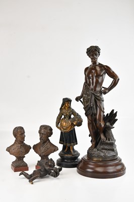Lot 2323 - A pair of early 20th century bronzed spelter...