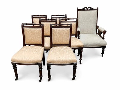 Lot 2016 - Six 19th century carved and stained beech...