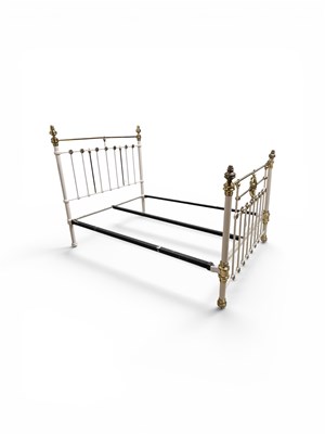 Lot 2105 - A white painted brass king size bed frame.