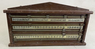 Lot 193 - A mahogany billiards scoreboard with brass...