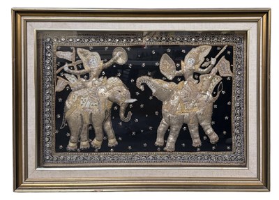 Lot 549 - A Burmese kalaga embroidered jewelled silkwork...