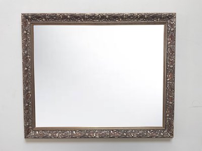 Lot 24 - A large modern silvered wall mirror, with...