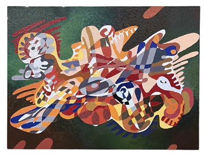 Lot 328 - UNATTRIBUTED; a large modern abstract oil on...