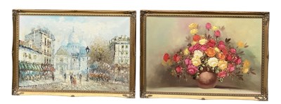Lot 333 - UNATTRIBUTED; a modern oil on canvas, still...