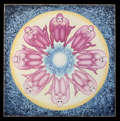 Lot 326 - KUBRA DOGU; a modern abstract figural oil on...