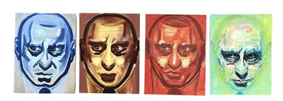 Lot 295 - UNATTRIBUTED; four modern oil on canvas...