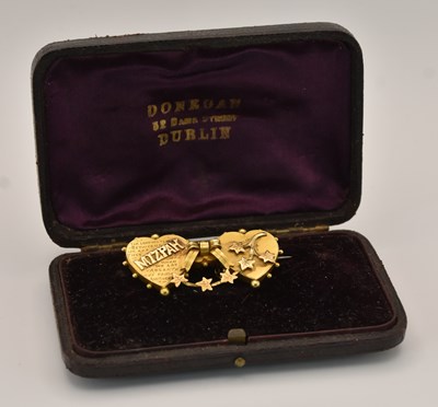 Lot 1469 - A Victorian 18ct yellow gold double heart...