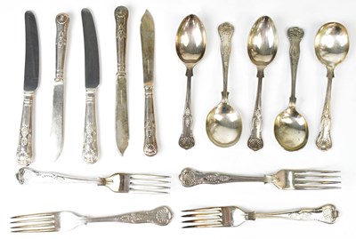 Lot 670 - A quantity of silver-plated King's pattern...