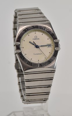 Lot 1673 - OMEGA; a lady’s stainless steel...