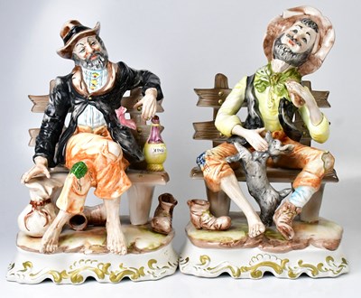 Lot 229 - CAPODIMONTE; two pairs of large porcelain...
