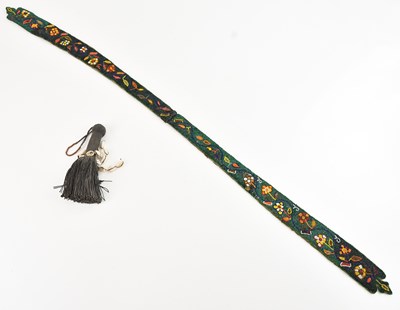 Lot 1155 - A Native American beaded belt, length 106cm,...