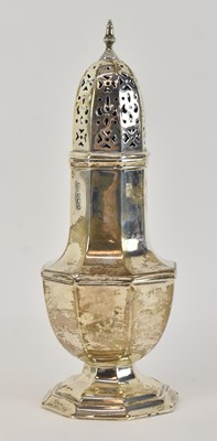Lot 1103 - An Edward VII hallmarked silver sugar caster,...