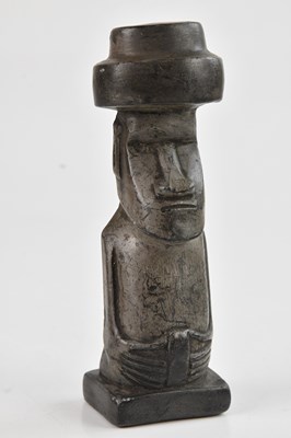 Lot 1153 - A carved volcanic stone Moai statue, height 17cm.
