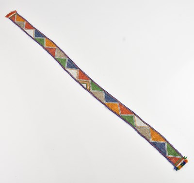 Lot 1154 - A Maasai beaded belt, length 91cm.