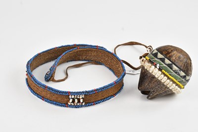 Lot 1188 - A Zulu beadwork decorated belt, with a...