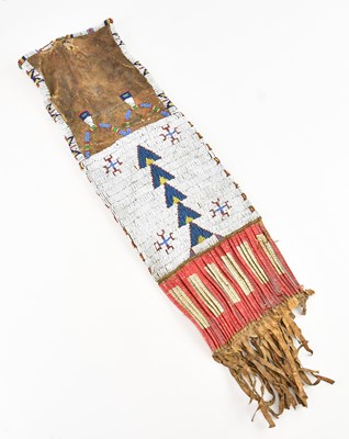 Lot 1112 - A Native American Sioux pipe bag with beadwork...