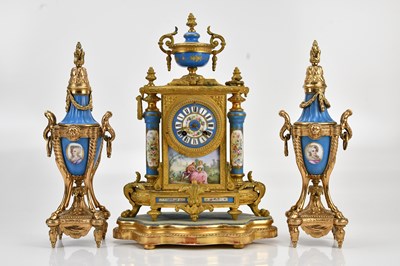 Lot 318 - A good 19th century ormolu and porcelain three...