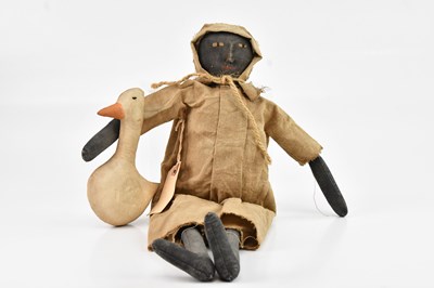 Lot 1190 - An American folk art black doll, 48cm.