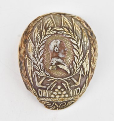 Lot 2179 - A carved shell with motif possibly of Nelson,...