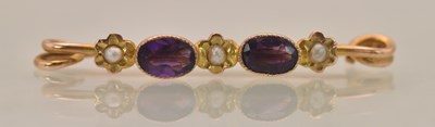 Lot 1480 - A late Victorian 9ct yellow gold amethyst and...