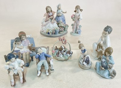 Lot 325 - LLADRO; a figural group, 'Flowers for Sale'...