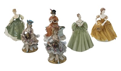 Lot 695 - COALPORT; a porcelain figure of a lady,...