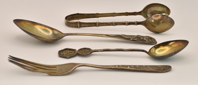 Lot 1145 - A pair of Chinese Export silver sugar tongs,...