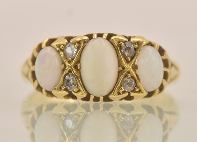 Lot 1261 - A late 19th century 18ct yellow gold opal and...