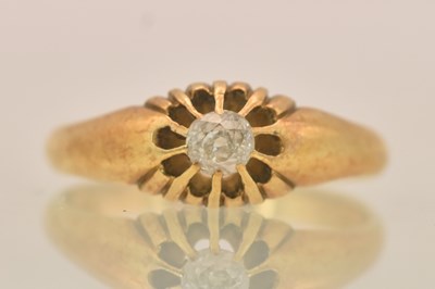 Lot 1268 - An 18ct yellow gold diamond set signet ring,...