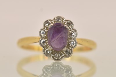 Lot 1282 - An 18ct yellow gold amethyst and diamond...
