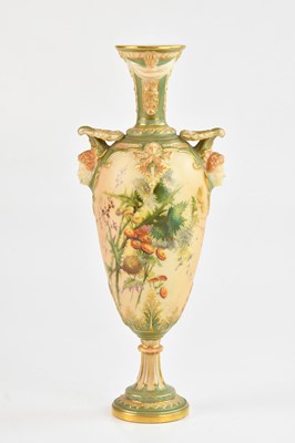 Lot 1279 - ROYAL WORCESTER; a hand painted blush ivory...