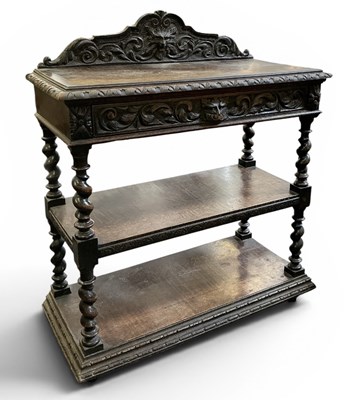 Lot 94 - A heavily carved Victorian oak single drawer...