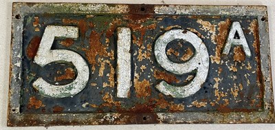 Lot 39 - SOUTHERN RAILWAY; a lineside plate No. 519A,...