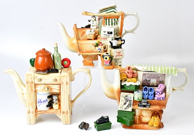 Lot 279 - PAUL CARDEW; three Cardew novelty teapots,...