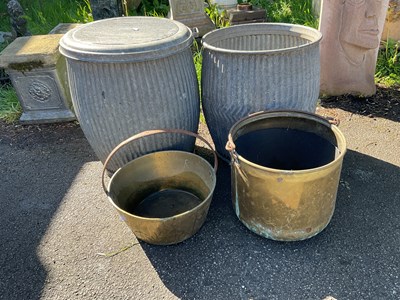 Lot 2146 - Two galvanized vintage wash tubs, height...