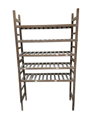 Lot 78 - A vintage wooden five tier wine rack.