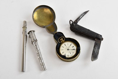 Lot 2250 - A Continental white metal thermometer holder,...
