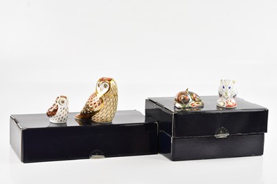 Lot 1249 - ROYAL CROWN DERBY; four boxed animal and bird...
