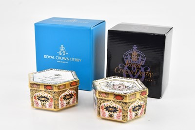 Lot 1297 - ROYAL CROWN DERBY; two commemorative Imari...