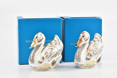 Lot 1248 - ROYAL CROWN DERBY; two 'Royal Cygnet'...