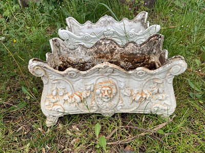 Lot 2158 - A pair of cast iron rectangular garden...