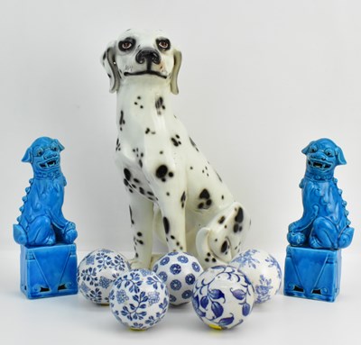 Lot 251 - A large pottery seated Dalmatian dog, height...