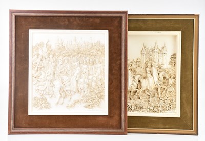 Lot 1467 - A pair of moulded resin panels of classical...