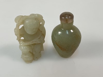 Lot 27 - A Chinese white jade carving of a Buddha, 6 x...