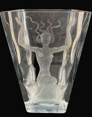 Lot 356 - VICKE LINDSTRAND FOR ORREFORS; glass vase with...