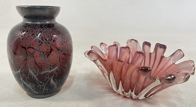 Lot 382 - An amethyst art glass vase decorated with a...