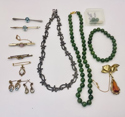 Lot 670 - A 925 silver and marcasite necklace, length...