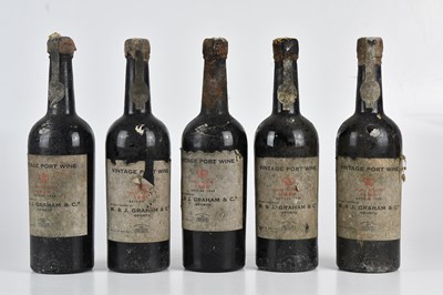 Lot 2459 - PORT; five bottles of W&J Graham & Co Vintage...