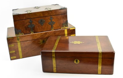 Lot 529 - Three 19th century wooden writing slopes, the...